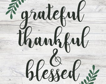 Grateful Thankful Blessed Printable Wall Art Grateful | Etsy