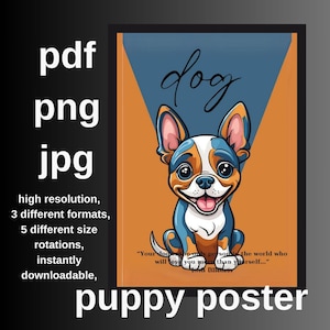 puppy poster, dog poster, pdf poster, pet poster, pet dog picture, png, jpg, instant download