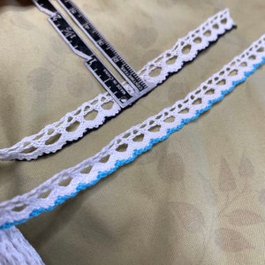 Cotton lace 3/8 1CM x 10yards white, black, blue, Cluny, Insertion, beading lace image 2