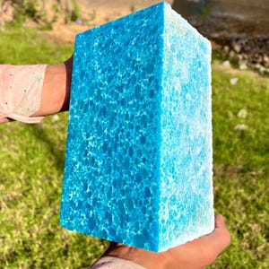 Synthetisch ruw larimarsteenblok | Caribisch blauw patroon | Materiaal voor slijpen, beeldhouwen en cabochons