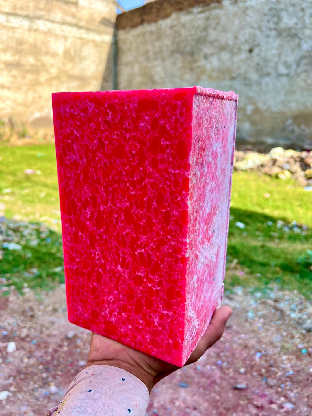 Pink Compositer Synthetic Pink Larimar Composite Gemstone Block | Stone Material for ...