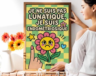 Endometriosis Printable Poster – Marguerite “Endo Queen” – Funny Wall Decor