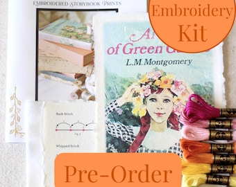 PRE-ORDER Anne of Green Gables Storybook Print Embroidery Kit, Embroidered Paper Craft (5"x7")