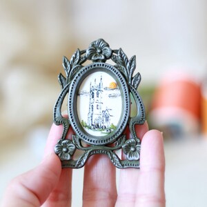 Tiny Mini Framed Halloween Embroidery Art, Embroidery on Handmade Paper, 3D Fiber Art image 5