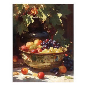 Fruit Still Life Jigsaw Puzzle, Cozy Family Activity, Perfect Gift for Puzzle Lovers, Home Decor, Indoor Fun