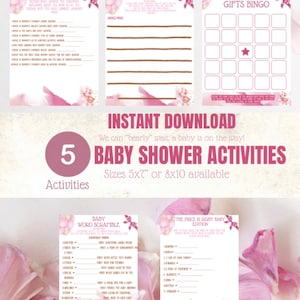 5 Baby Shower Activities, We Can Bearly Wait, Teddy Bear Themed Baby Shower, Baby Girl Baby Shower, INSTANT DOWNLOAD, Baby Shower Games