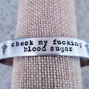 Diabetes Bracelet . Medical Alert Bracelet . Check My Blood Sugar . Funny Jewelry . Gifts for Diabetics . Funny Medical Alert Bracelet