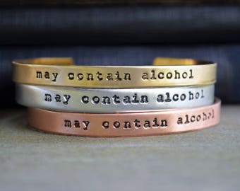 May Contain Alcohol Bracelet - Funny Jewelry - Gifts for Drinkers - Gifts for Wine Lovers - Wine Drinker - Beer Drinker - Coworker Gift