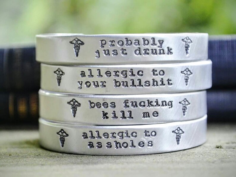 Custom Medical Alert Bracelet Allergy Bracelet Nut Allergy Etsy