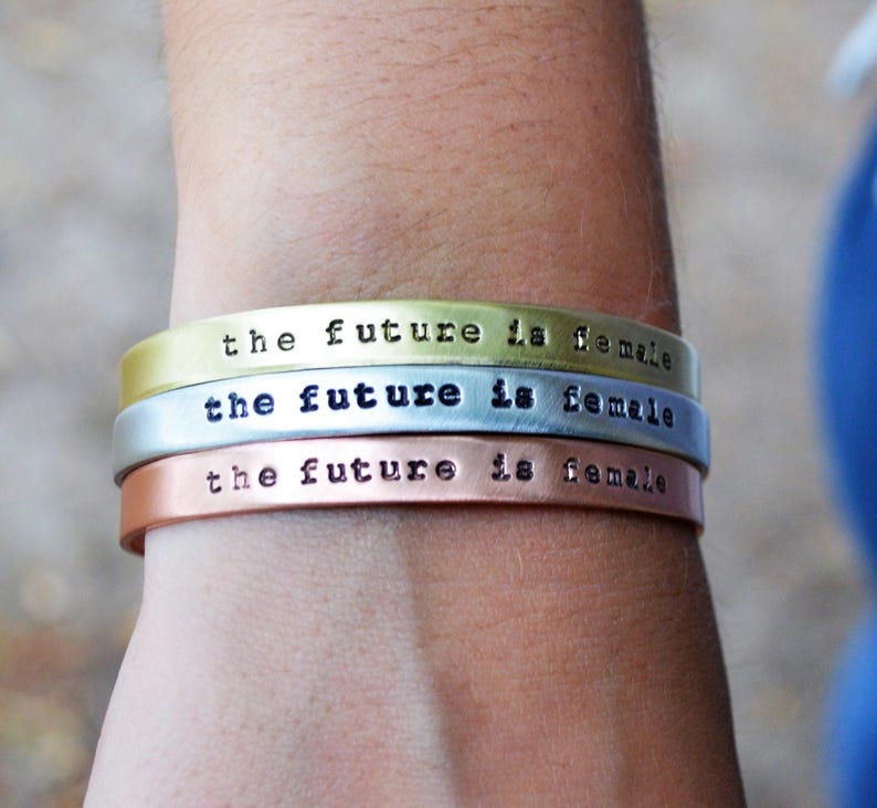 The Future Is Female Cuff Bracelet Feminist Jewelry Empowerment Inspirational Jewelry Feminist Bracelet Empowering Jewelry image 1