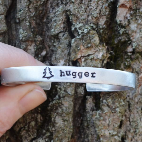 Tree Hugger Cuff Bracelet . Gifts for Hikers Campers Backpackers . Hippie Jewelry . Under 25 . Wilderness . Travelers . Explorers