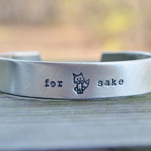 For Fox Sake Cuff Bracelet Woodland Bracelet Foxes Cheeky Hand Stamped Stocking Stuffer Under 50 Looks Like Silver afbeelding 3