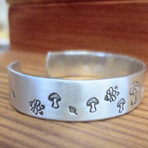Mushroom Bracelet . Mushroom Lover . Mushroom Jewelry . Bee Jewelry . Nature Lover Gift . Hiker Gift . Best Friend Gift . Gifts Under 25 image 2