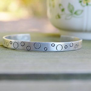 Bubble Bracelet - Cuff - Modern - Geometric - Circle - Water - Looks LIke Silver  - Aluminum