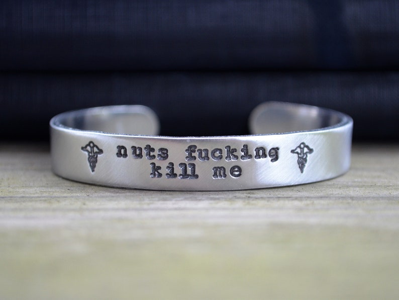 Nuts Fucking Kill Me Medical Alert Bracelet Nut Allergy Bracelet Funny Jewelry Peanut Allergy Funny Medical Alert image 1