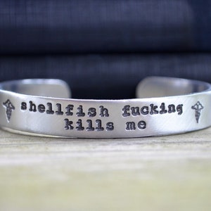 Shellfish Fucking Kills Me Medical Alert Bracelet - Shellfish Allergy Bracelet  - Funny Medical Alert Bracelet  - Medical Alert Jewelry