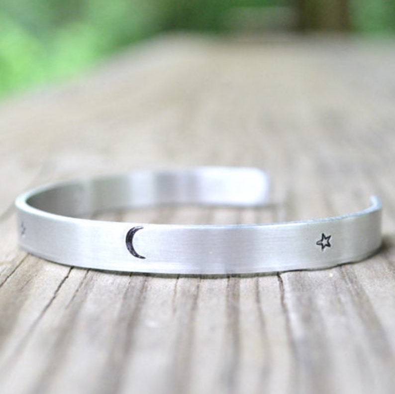 Moon and Stars Cuff Bracelet Celestial Rustic Modern Etsy