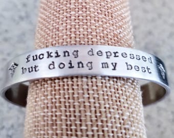 Depression Medical Alert Bracelet -Mental Health Bracelet - Funny Jewelry - Mental Health Awareness - Funny Medical Alert