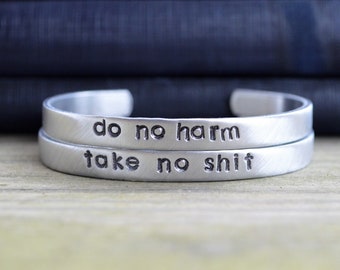 Best Friend Gift . Do No Harm Take No Shit Bracelet Set . Best Friend Gifts