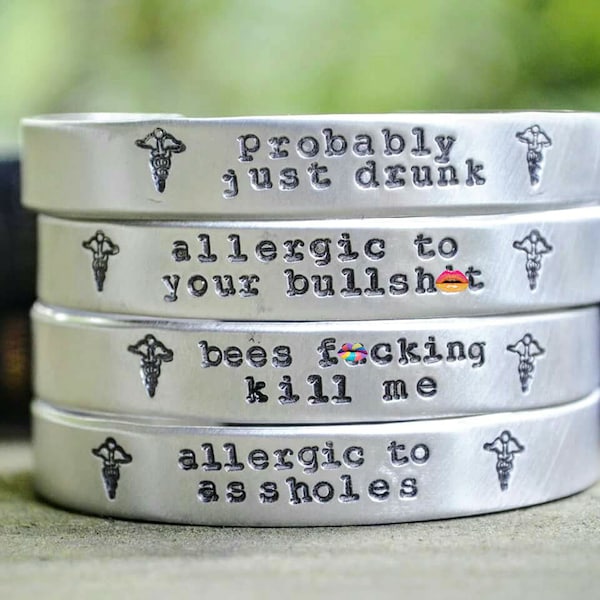 Medical Alert Bracelet - Allergies - Probably Just Drunk - Bee Allergy