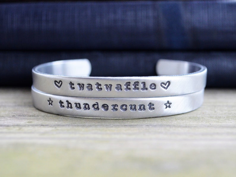 Twatwaffle and Thundercunt Bracelet Set Funny Jewelry Funny Bracelet Gifts Under 25 Best Friend Gift Funny Gift Work Wife Gift image 1