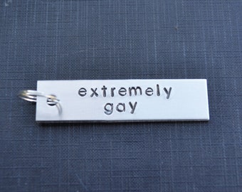 Extremely Gay Keychain . Funny Boyfriend Gift . Funny Girlfriend Gift . Best Friend Gift . Funny Keychain  . LGBTQ Gift . Lesbian Keychain