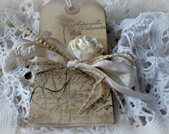 Handmade Garden Gift Tags with a French Flair - All Distressed for that Vintage Look