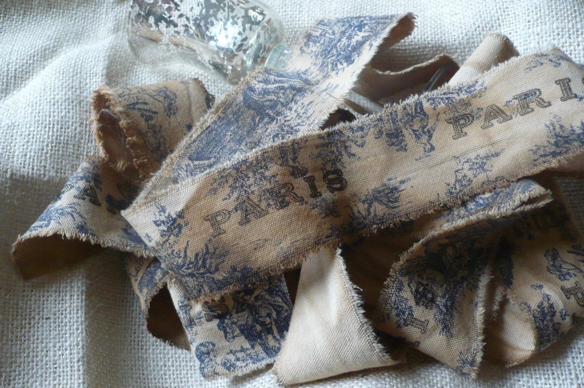 Vintage French Blue Toile Handmade Ribbon Etsy