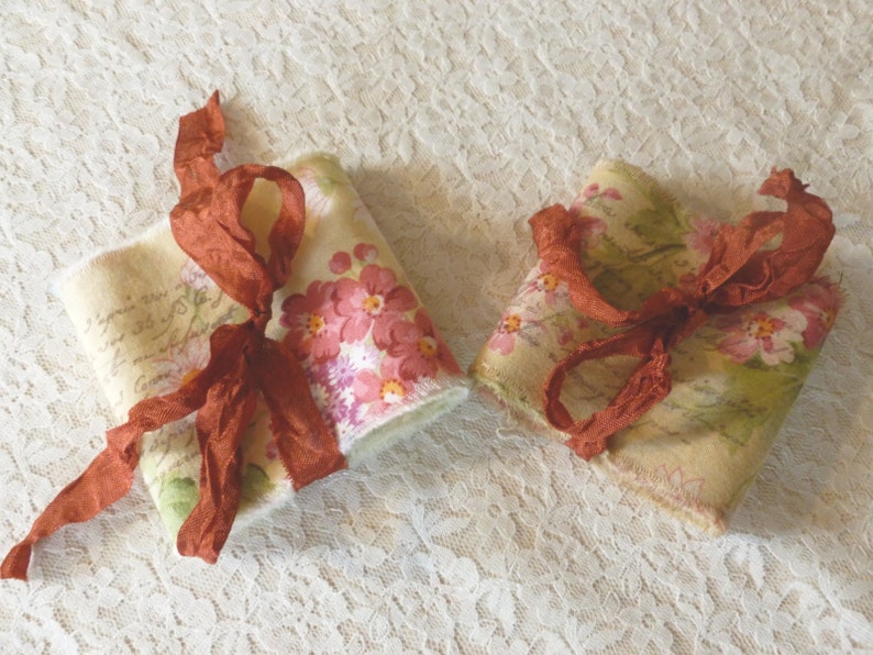You CHOOSE either Distressed or Natural in Color 52 INCHES Long French Floral Handmade Ribbon with French Script