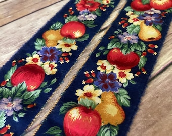 Vintage Fruit Styled Handmade Fabric Ribbon, Fruit Decor, Retro Vintage Fruit Ribbon, Vintage Fruit Decorating