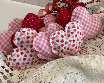 Fresh made Lavender Heart Sachets!  Fabric Hearts, Valentine Mini Fabric Hearts, Bowl Fillers, Mini Fabric Hearts,  Set of Eight Assorted