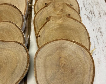 SET of FIFTEEN Wooden Birch Rounds, Christmas Crafting Ideas, Natural Birch Wood Rounds with bark