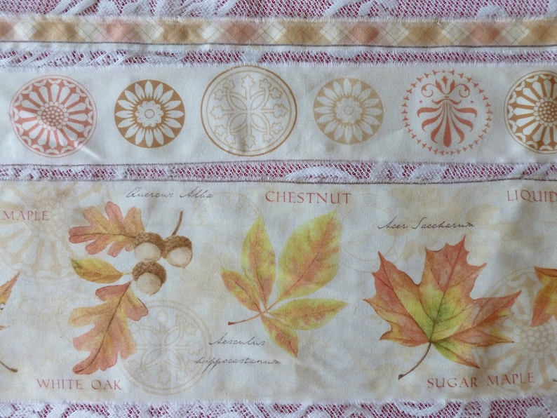 Trio of Fall Fabric Ribbons, Ready for your Fall Crafting/Sewing Projects Autumn Crafting Ideas, Set of Three image 1