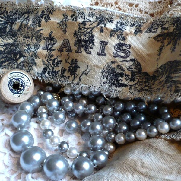 Beautiful Black French Toile Handmade Ribbon  NEW JUST TODAY