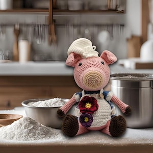 Amigurumi - Cerdo, muñeco de crochet, peluche, hecho a mano, juguete, peluche, decoración de escritorio, regalo