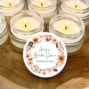Autumn Bridal Shower Candle Favors, Custom Fall Wedding Favor Candles, Bulk Natural Soy Wax Candles, Personalized Wholesale Favors