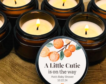 Little Cutie Citrus Baby Shower Candle Favors, Custom Autumn Favor Candles, Bulk Soy Candles, Baby Boy Girl, Personalized Wholesale Favors