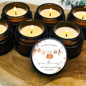 Kleine Kürbis-Fall-Babyparty-Kerzenbevorzugungen, Herbst-benutzerdefinierte Dusche-Geschenke, Massensojakerzen, personifizierte Großverkauf-Jungen-Mädchen-Gastgeschenke
