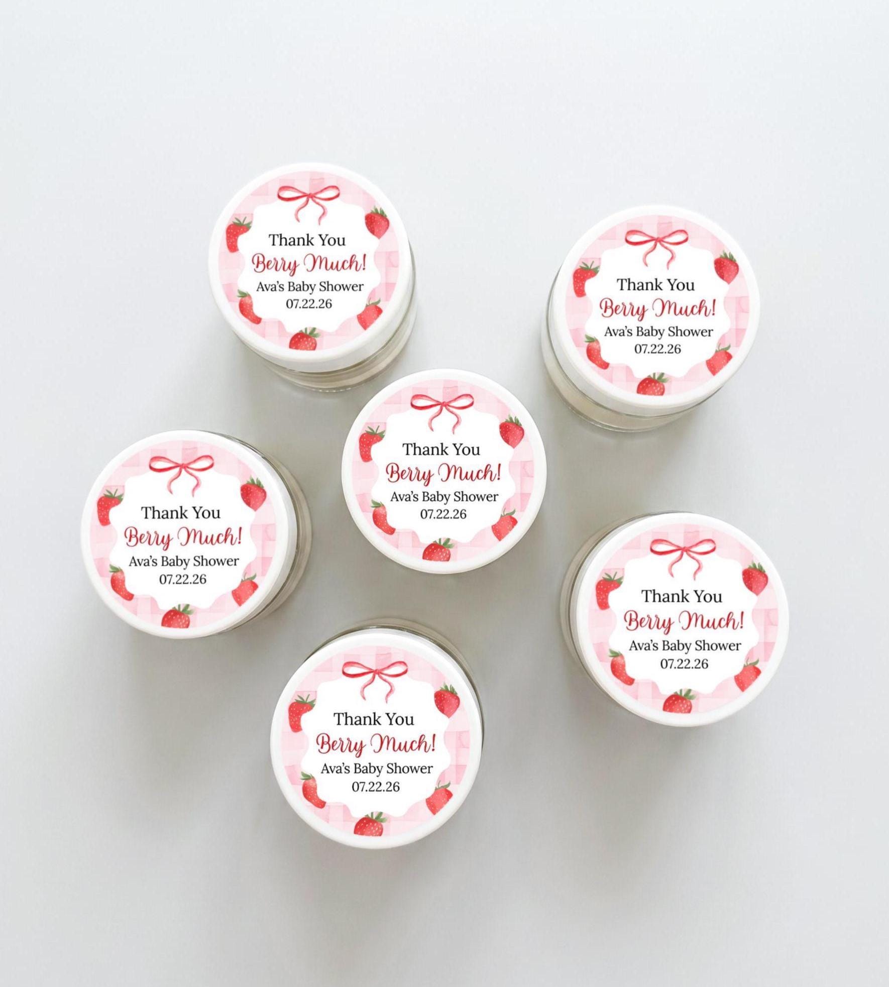 Berry Sweet Baby Shower Custom Soy Wax Candle Favors, Party Candles for ...