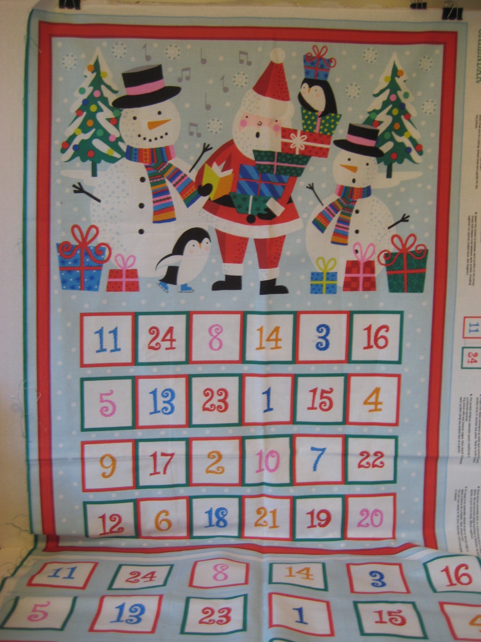 1950's Fabric Christmas Advent Calendar for You to Cut and Etsy