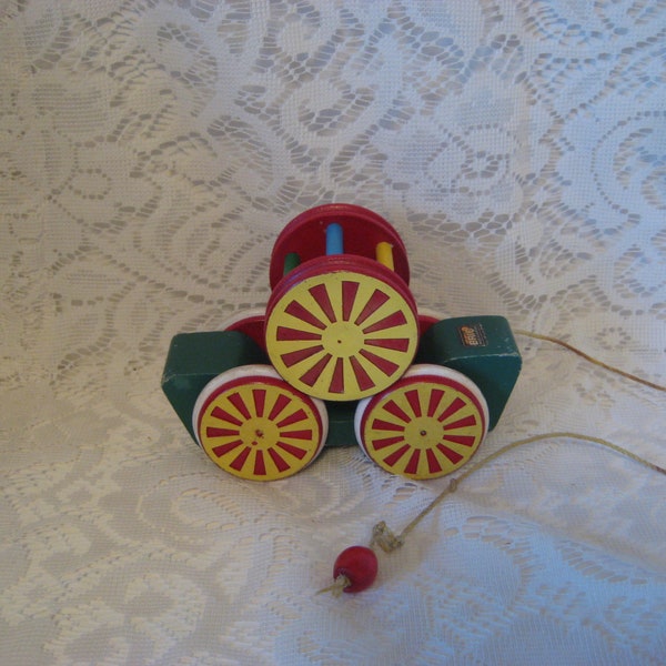 Vintage Early Biro wooden Circus Wagon Bell Pull Toy