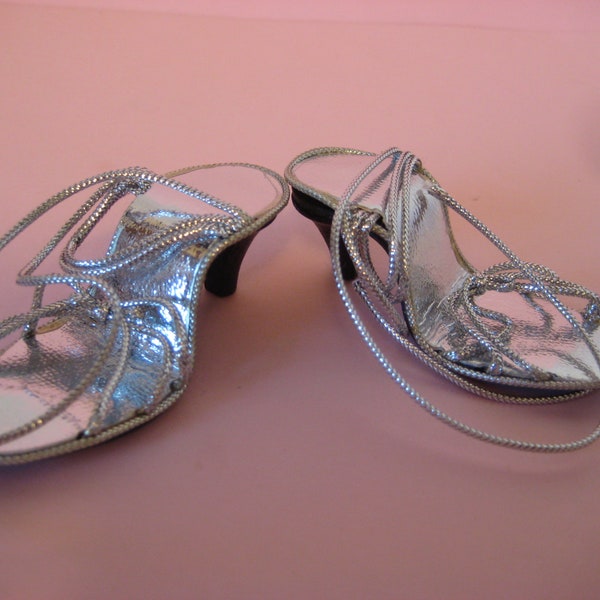 Vintage, Three-Inch Long Doll Silver High Heel Shoes for Your Fashion Dolls