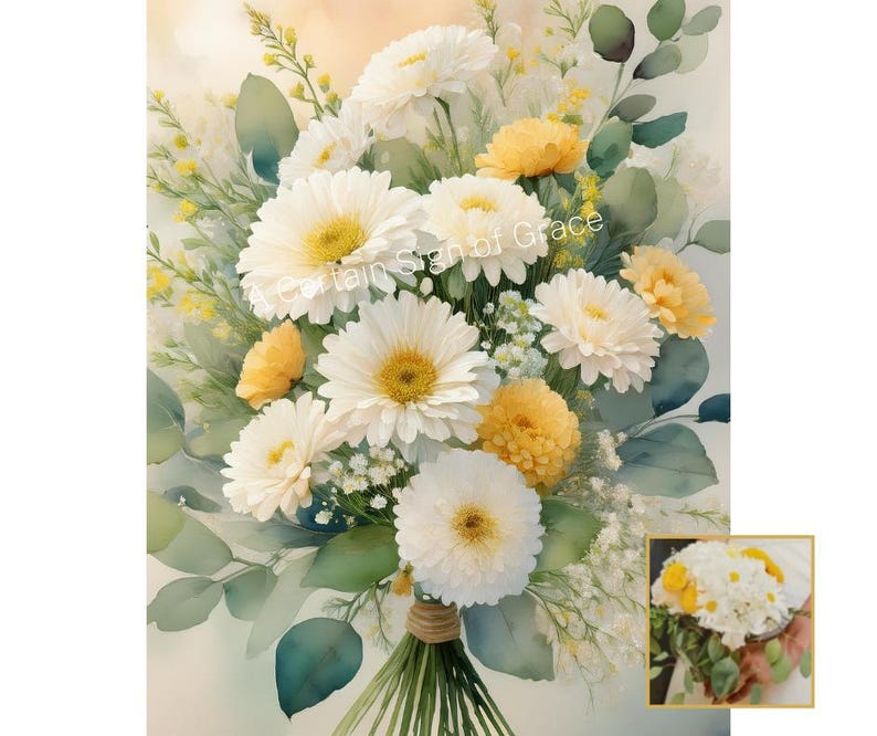 Custom Wedding Bouquet Art Personalized Art Wedding Inspired Art Flower