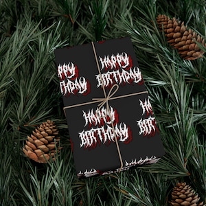 Happy Birthday Heavy Metal Gift Wrap Papers, Death Metal Gift, Heavy Birthday Gift, Death Metal Gift, Goth Birthday, Witchy