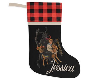 Personalized Krampus Stocking, Spooky Christmas Stocking, Krampus Gift, Goth Christmas Decor, Winter Solstice, Pagan Holinday