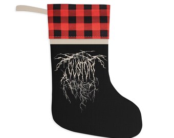 Personalized Heavy Metal Christmas Stocking, Flannel Christmas Stocking, Death Metal Christmas Stocking, Goth Christmas Stocking, Goth Decor