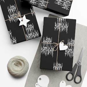 Happy Birthday Heavy Metal Gift Wrap Papers, Death Metal Gift, Heavy Metal Birthday Gift, Death Metal Gift,Goth Birthday, Witchy Birthday
