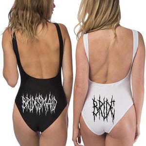 Death Metal Bride Swimsuit Personalized Bride Swimsuit Onepiece Honeymoon Swim Suit Custom Swimsuit Bachelorette Swimsuit Beach Bride Gift