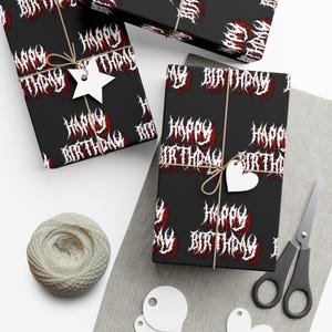 Happy Birthday Heavy Metal Gift Wrap Papers, Death Metal Gift, Heavy Birthday Gift, Death Metal Gift, Goth Birthday, Witchy