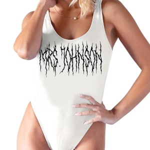 Death Metal Bride Swimsuit Personalized Bride Swimsuit Onepiece Honeymoon Swim Suit Custom Swimsuit Bachelorette Swimsuit Beach Bride Gift